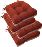 ELFJOY Chair Cushions for Dining Chairs 18" x 18" x 3" Kitchen Chair Cushions Set of 4 Tufted Chair Pads with Ties and Non-Slip Backing Comfortable Seat Cushion for Indoor Dining Room (Rust)