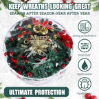 Zhengmy 15 Pcs 24 Inch Christmas Wreath Storage Bags Transparent Wreath Storage Container Bulk Wreaths Box with Dual Zippers and Handles for Xmas Holiday Wreaths Garland
