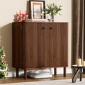 Fluted Sideboard Cabinet, Modern Buffet Cabinet, Small Storage Cabinet with Adjustable Shelves & Wood Legs, Accent Credenza Sideboard for Kitchen, Coffee Bar, Living Room, Entryway, Hallway