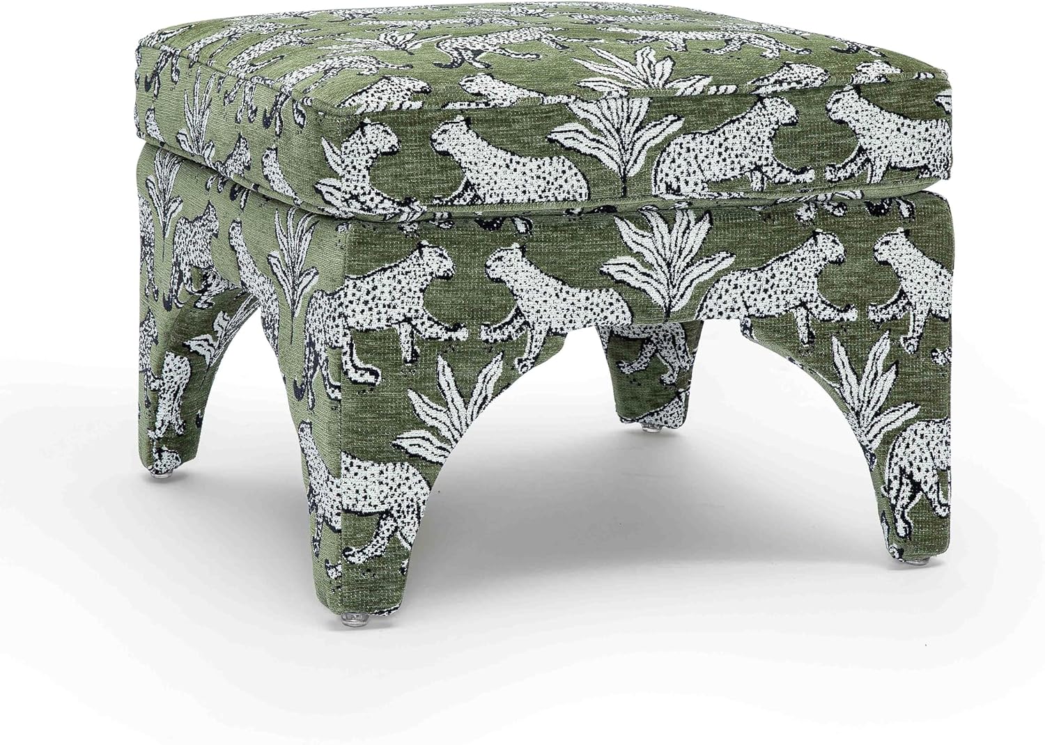 Tov Furniture Raji Jacquard Ottoman (Olive Green Leopard)