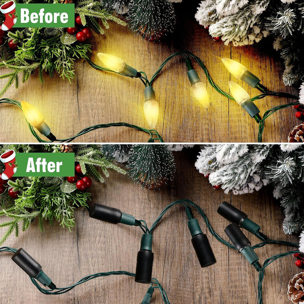 Cinnvoice 20 Pcs No Glow Christmas Bulbs Light Caps Compatible with C9 LED String Lights Rubber String Lights Caps Soft Christmas Blackout Light Cap Covers