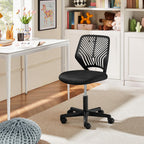 Yaheetech Student Desk Chair, Low-Back Armless Study Chair with Lumbar Support, Adjustable Swivel Office Chair for Home Bedroom School, Black