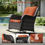 Joyside Outdoor Rocking Chair, Wicker Patio Furniture with High Back, Deep Seating, Wide Armrest, Thickened Cushions, Outdoor Rattan Furniture for Deck, Porch Use