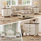 AMERLIFE Fully Assembled Nightstands Set of 2, Solid Wood End Tables | 26" Extra Large Beside Table with 2 Storage Drawers, Traditional Bedside Cabinet for Bedroom, White