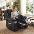 AILEEKISS Oversized Nursery Glider Recliner Rocking Chair | 90°-160° Recline Faux Leather Nursing Chair for Breastfeeding Bedroom, Massage & Heating Support，Black