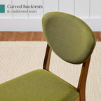 Best Choice Products Dining Chairs Set of 2, Mid-Century Modern Upholstered Wood, Armless w/Seat Cushion, Padded Backrest - Walnut/Olive