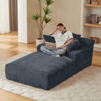 Tmsan Oversized Chaise Lounge Chair Indoor, 78.7" Extra Deep Boneless Corduroy Lounge Couch Bed with 2 Pillows, Single Seat Reading Chairs for Living Room,Bedroom,Apartment,No Assembly Required