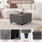 Weture 30 Inch Large Square Storage Ottoman Coffee Table, Oversized Square Ottoman with Storage, Tufted Upholstered Coffee Tables for Living Room (Fabric, Dark Grey)