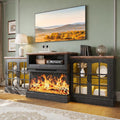 oneinmil 97" Entertainment Center with 36" Electric Fireplace, Farmhouse Fireplace TV Stand for TVs up to 100", Large Media Console Table with LED Lighting & Storage Cabinets, for Living Room, Black