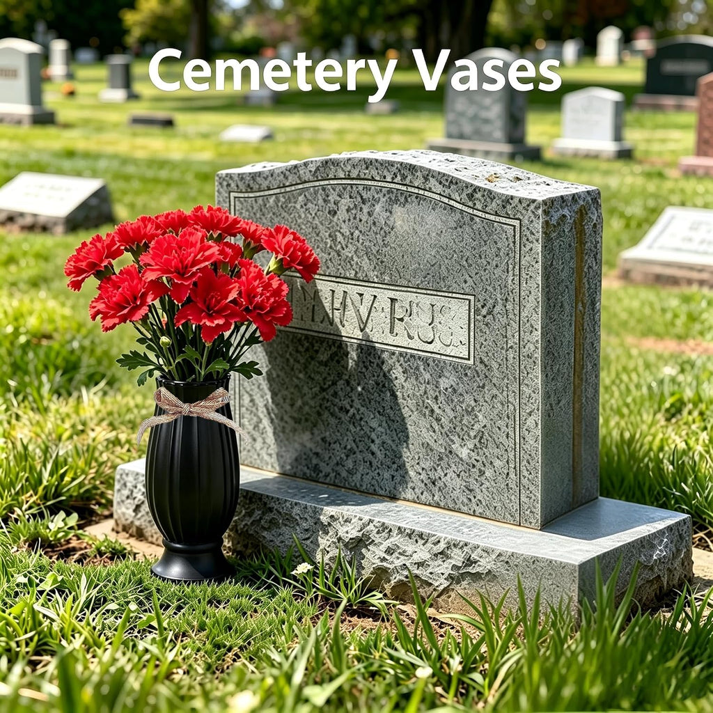 Grave Vases for Cemetery with Metal Spikes and Drainage Holes,Cemetery Vases for Headstones Memorial Gifts Loss of Loved One (Black)
