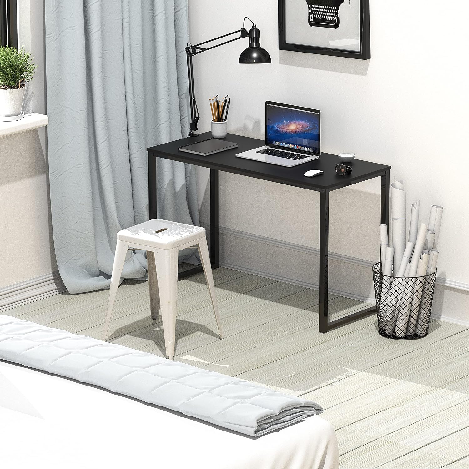 SHW Mission 32-Inch Home Office Computer Desk, Black