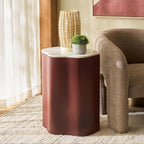 SAFAVIEH Home Collection – Kanon Bordeaux Base & White Marble Top Accent Table, Sculptural Modern Design, Fully Assembled (ACC3235B)