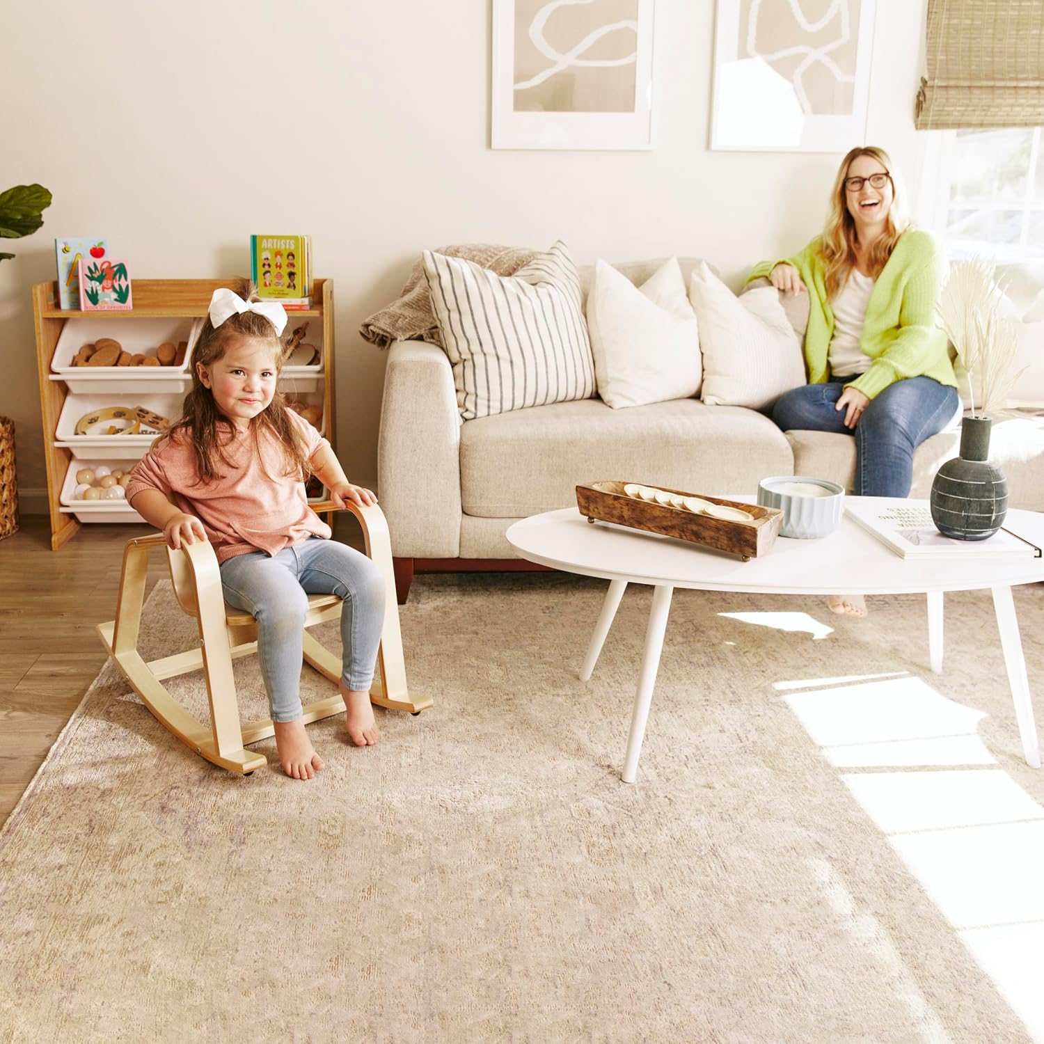 ECR4Kids Bentwood Rocking Chair with Armrests, Montessori Furniture, Natural