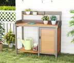 Wooden Potting Bench Table with Sink,Outdoor Garden Table Work Bench with Storage, Workstation for Outside Patio Lawn