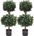 3Ft-35'' Artificial Boxwood Double Ball Topiary Trees,2PACK Faux Topiaries Tree Store Garden Indoor&Outdoor for Porch Home Decor
