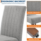 Dining Chairs Set of 4, Upholstered Modern Fabric Kitchen Side Chairs with Sturdy Wood Legs, Parsons Design, Comfortable Soft Linen for Dining Room, Restaurant, Cafe, Gray-Vertical Stripes