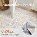 PureCozy 5x7 Living Room Area Rug Beige Washable Vintage Carpet Non Slip Low Pile Bedroom Traditional Distressed Large Throw Retro Rug for Kitchen Dining Room Home Office