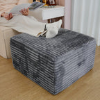 25.6" Corduroy Ottoman for Living Room,Plush Upholstered Ottoman for Couch,Memory Foam Compressed Sofa in A Box No Assembly Require,Dark Grey