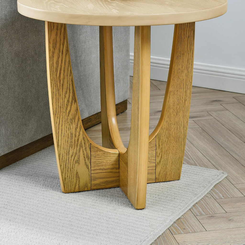 25" Round End Table, Wooden Side Table, Night Stand for Living Room,Reception Room (Oak Color)