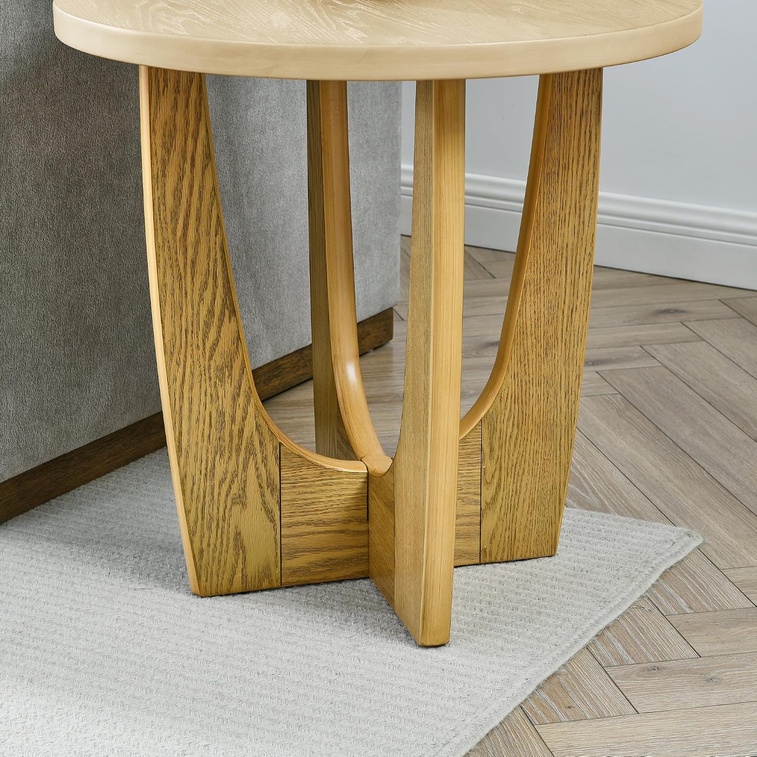 25" Round End Table, Wooden Side Table, Night Stand for Living Room,Reception Room (Oak Color)