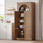 71'' Tall Kitchen Pantry Storage Cabinet, Food Pantry Wood Cabinet with Adjustable Shelves, Freestanding Versatile Kitchen Pantry Cupboard for Kitchen, Dining Room, Living Room, Brown