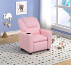 23" Pink PU Leather Recliner Chair with Cupholder