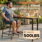 Pellebant 28.7" Outdoor Bar Stools Set of 2, Metal Patio Barstools with Back & Armrest, All-Weather Textilene Bar Height Chairs for Patio, Garden, Balcony, Brown