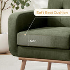 HUIMO Fabric Accent Chairs Set of 2, Button Tufted Living Room Chairs Easy to Install, Upholstered Arm Chair for Living Room Bedroom Study Office (2, Green)