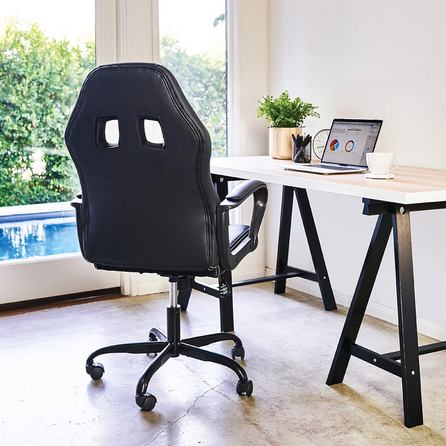 BestOffice Office Chair PC Gaming Chair Cheap Desk Chair Ergonomic PU Leather Executive Computer Chair Lumbar Support for Women, Men (Black)