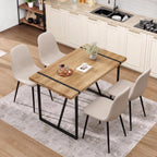 Dining Table Set for 4, Modern Table and Chairs Set of 4, 5 Piece Dining Table Set Include Wooden Rectangle Kitchen Table and 4 Fabric Chairs Ideal for Kitchen Dining Room Easy to Assemble