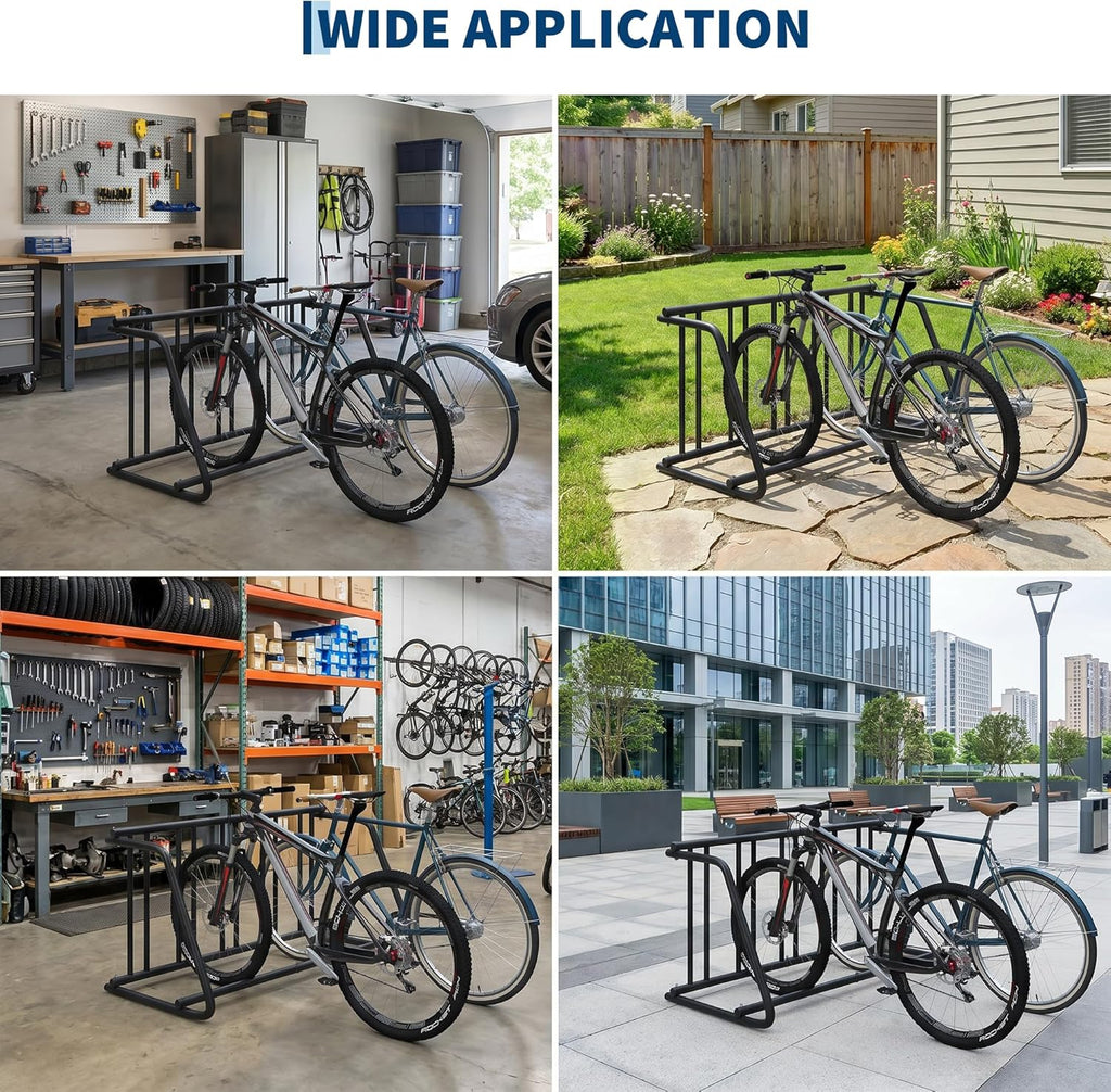 5-Bike Rack Stand, Single Sided Freestanding Metal Bicycle Storage Holder, Heavy-Duty Grid Bike Parking Organizer, Rustproof Steel Bike Stand for Garage Outdoor Home School