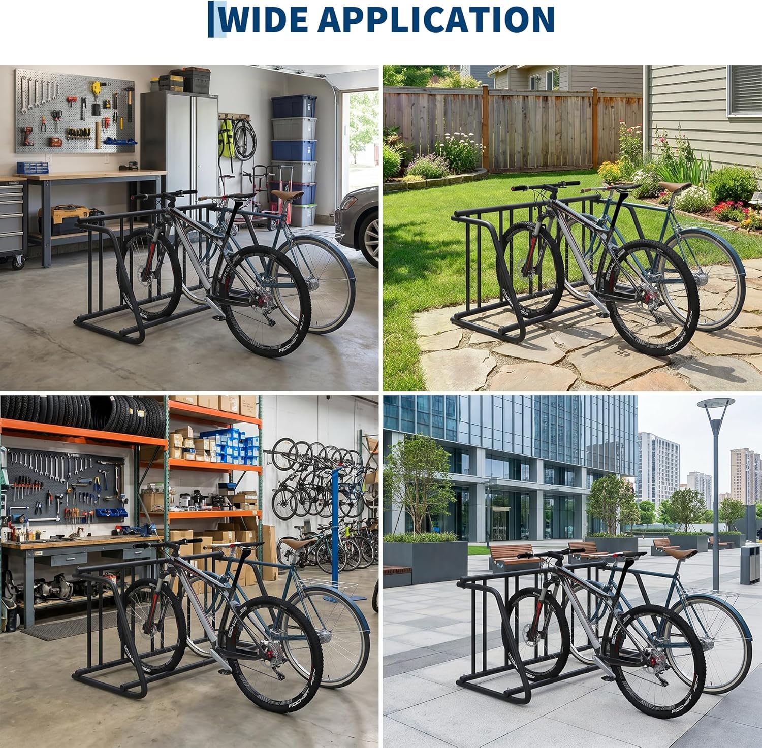 5-Bike Rack Stand, Single Sided Freestanding Metal Bicycle Storage Holder, Heavy-Duty Grid Bike Parking Organizer, Rustproof Steel Bike Stand for Garage Outdoor Home School