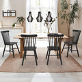 LUE BONA Windsor Dining Chair Set of 4, Spindle Back Wooden Chairs for Kitchen and Dining Room, Restaurant, Cafe, Hotel, Black