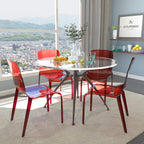 LeisureMod Murray Modern Plastic Dining Chair (Set of 4), Transparent Red