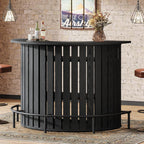 4-Tier Bar Table, 39.4" H Home Bar Unit with Footrest, Arc-Shaped Mini Bar Table, Modern Wine Bar Cabinet for Home Pub, Living Room, Black