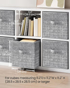 SONGMICS Storage Cubes, 11-Inch Non-Woven Fabric Bins with Double Handles, Set of 6, Closet Organizers for Shelves, Foldable, for Clothes, Cattail Gray UROB26LG