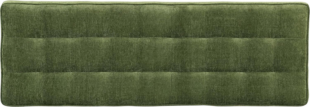Poly & BARK Luca Fabric Bench – Tufted Upholstered Entryway or Bedroom Bench with Solid Wood Frame – Mid Century Inspired Seating in Fabric Green for Hallway, Living Room or End of Bed Use