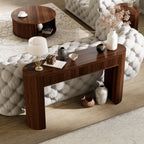 55" Fluted Console Table with 2 Drawers & LED Lights,Entryway Tables with Charging Station,Narrow Sofa Table Behind Couch,Mid-Century Modern Foyer Table for Entryway, Hallway, Living Room(Walnut)