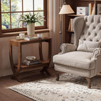 Solid End Table, 2-Tier Couch Side Table with Arched Legs for Small Space, Living Room, Easy Assembly, Rustic Walnut