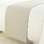 Mengersi Solid Bed Runner Scarf Protector Slipcover Bed Decorative Scarf for Bedroom Hotel Wedding Room (King, Beige)