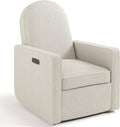 Graco Olivia Premium Nursery Power Recliner Swivel Glider, Smaller Profile for Smaller Rooms, Oeko-TEX 100 Certified, Upholstered Glider, USB Charging Port, Durable Metal Base – (Dune Basketweave)