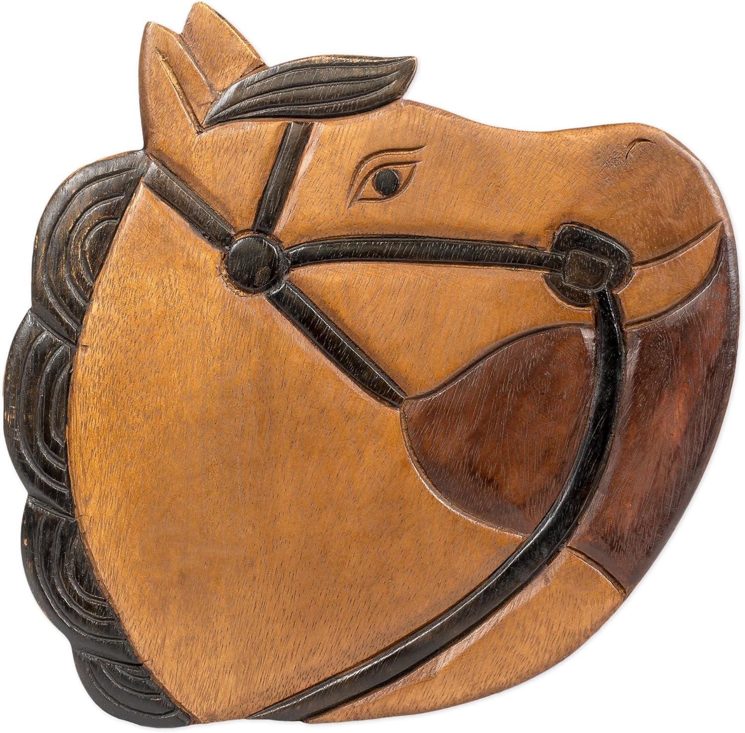 Sea Island Imports Horse Design Hand Carved Acacia Hardwood Decorative Short Stool