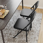 IDEALHOUSE 8 Pack All-Steel Folding Chairs Set of 8, Heavy Duty Metal Foldable Dining Chair with Backrest, Hold Up to 350 LBS, Black Portable Fold Chair for Home, Office, Indoor & Outdoor Events