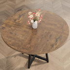 GAOMON 47" Round Dining Table for 4-6 People, Wooden Circle Kitchen Table with Storage Shelf, Industrial Dining Room Table for Kitchen, Dining Room, Save Space