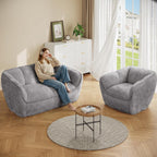 Bean Bag Chair,BeanBag Chairs for Adults,Oversized Bean Bag Couch,Grey Bean Bag with Memory Foam Filling,Faux Fur Reading Chair,Stuffed Floor Sofa for Bedroom Dorm Living Room, Apartment,Grey