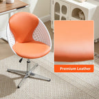 VipDesk Swivel Accent Office Chairs Set of 2, Modern Soft Foam Lounge Chair with Egg Back, Comfy Adjustable Chair for Living Room Bedroom Reading Room Office, Chrome Base - Orange