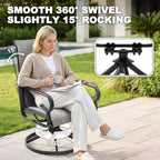 NUU GARDEN Patio Swivel Dining Chairs Set of 2, Outdoor Swivel Rocker Chairs with High Back Textilene Seat and Powder Coated Frame, for Lawn Porch Garden, Light Gray