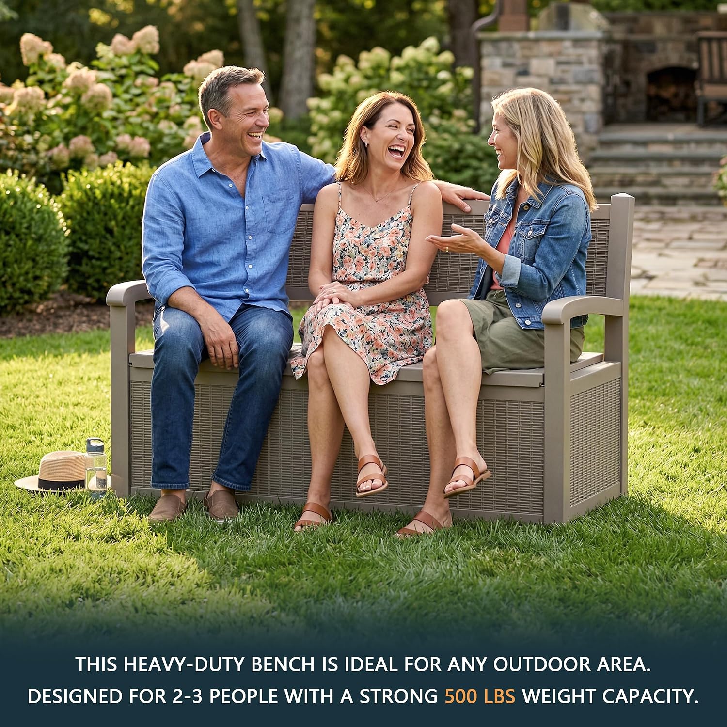 DRATO 75 Gallon Storage Bench Deck Box Outdoor Indoor,Lockable Durable All-Weather Seating with Hidden Storage,Deck Storage for Garden, Pool, Patio,Gray