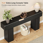 UNIQUITE 70.9-Inch Extra Long Console Table, Farmhouse Wood Sofa Table Behind Couch Tables, Entryway Table Accent Table for Living Room, Entrance, Hallway, Foyer, Black