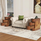 Narrow End Table with Charging Station, Skinny Side Table for Living Room, Slim Nightstand Bedside Table with Storage Drawers Sofa Side Table for Small Spaces Bedroom, No Assembly (2 Drawers)